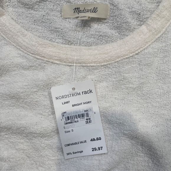 Madewell Texture & Thread Smocked Bell-Sleeve Top, CREAM, size Small NWT - Picture 3 of 13